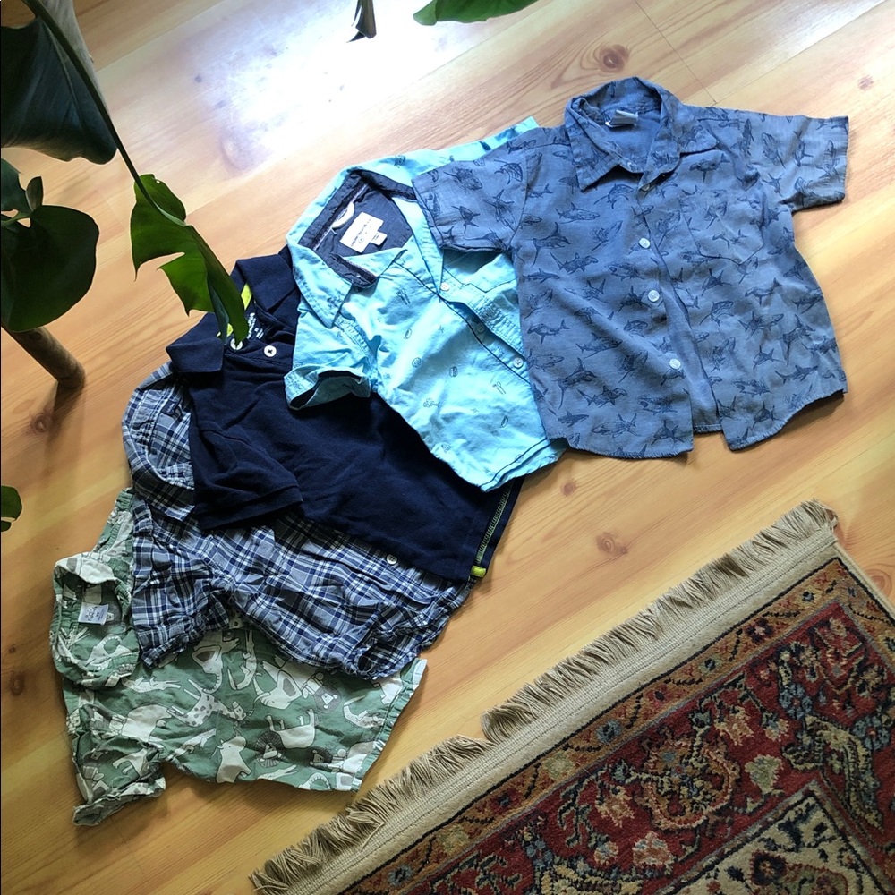 GAP Boys Button-Down Shirts - Blue, Navy, Light Blue, Green Plaid